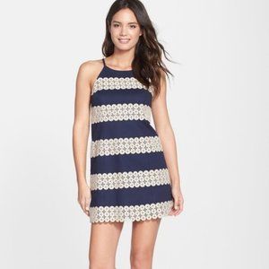 Lilly Pulitzer Annabelle Navy Blue/Gold Lace Dress